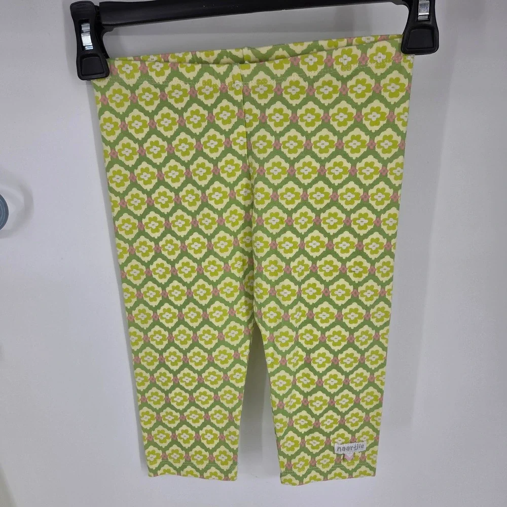 NWT Naartjie Kids Girls Lime Green Floral Tunic Dress  Leggings Set Size 5 Years